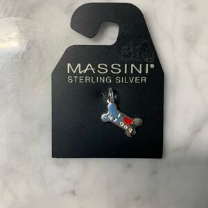 VTG Massini Sterling Silver I Love My Dog Bone Shaped Charm 925